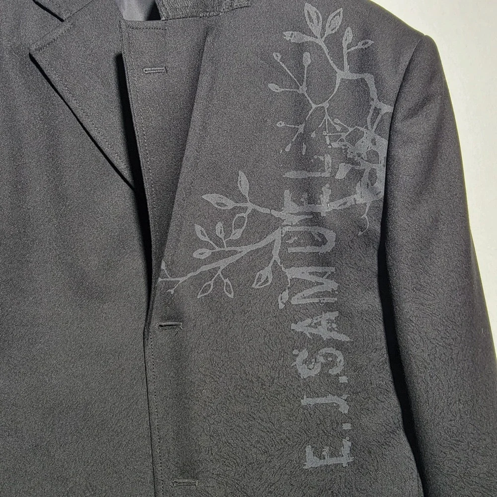EJ Samuel‎ Black Suit Coat Jacket Blazer Men's Size 40R Tree Branches
